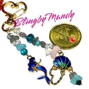 🧜‍♀️Beautiful mermaid/genuine stone chips of rosé quartz labradorite and more